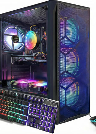 STGAubron Gaming PC Desktop,Core I7,RX 580 8G,16G RAM,512G SSD | Gaming Computer Tower for Streaming,Video Editing,Home,School,I7 up to 3.9GHz,ARGB Fan,WiFi 6,BT 5.0,4K DP,HDMI,Win11 Home