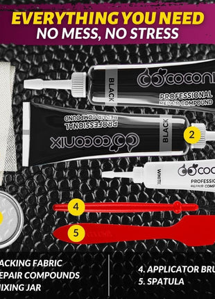 COCONIX Leather Care PRO Professional Black Leather & Vinyl Repair Kit