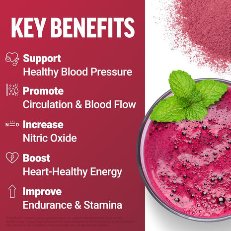 Force Factor Total Beets Drink Mix to Support Circulation & Blood Flow | with Nitrates to Support Healthy Blood Pressure, Nitric Oxide, Energy & Cardiovascular Heart Health, 60 Servings, 2-Pack