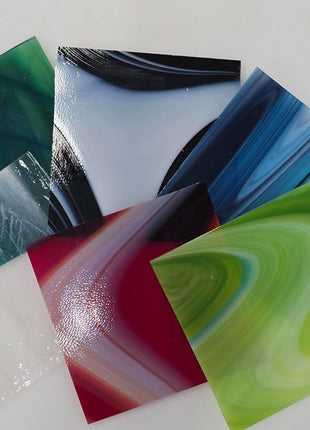 COE 96 Deluxe Assorted Fusible Glass Pack - 4 inch X 4inch Sheets - 6 Pack