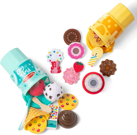 Melissa & Doug Play to Go Cups Food Playset Bundle (2-Pack) - Travel Toys and Pretend Play Food with Fidget Lids for Road Trip Activities for Kids
