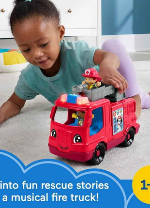 Fisher-Price Little People Fire Truck Toddler Toy | Push-Along Vehicle, Lights, Music & Sounds, 2 Figures, Preschool Kids Ages 1+ Years