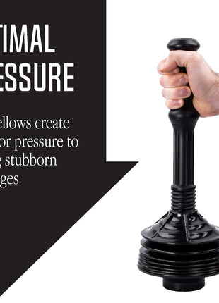JS Jackson Supplies Professional Bellows Accordion Toilet Plunger, High Pressure Thrust Removes Heavy Duty Clogs from Clogged Bathroom Toilets, All Purpose Power Plungers for Bathrooms, Cobalt