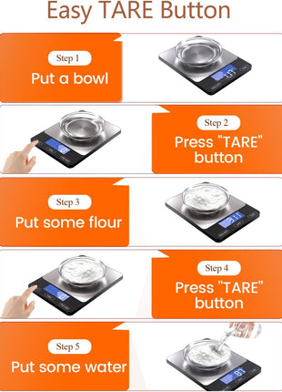 Food Scale -33lb Digital Kitchen Scale for Food Ounces Grams Rechargeable | 304 Stainless Steel,Batteries and Type-C Charging | Perfect for Meal Prep, Cooking, and Baking, Black