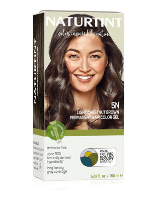 Naturtint 5N Light Chestnut Brown Permanent Hair Color (Pack of 1), Ammonia Free, Vegan, Cruelty Free, up to 100% Gray Coverage, Long Lasting Results (Packaging may vary)