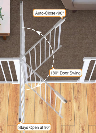 Cumbor 30-46" Baby Gate for Stairs, Auto Close Dog Gate for Doorways White | Toddler Safety Essentials for the House, Mom's Choice Awards Winner-Easy Install Pressure/Hardware Mounted Pet Gate for Dogs