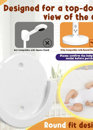 Wall Mount Compatible with Nanit Flex Multi-Stand - Round, White, Durable ABS Material, Easily Fixes The Monitor to The Wall