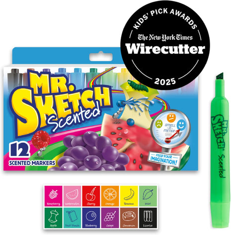 Mr. Sketch Scented Markers, Chisel Tip, 12 Count