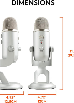 Logitech Creators Blue Yeti USB Microphone for PC, Mac, Gaming, Recording, Streaming, Podcasting, Studio and Computer Condenser Mic with Blue VO!CE Effects, 4 Pickup Patterns, Plug and Play - Silver