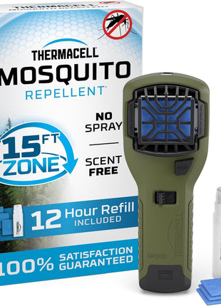 Thermacell Fuel-ZoneGuard Extreme Fuel Powered Mosquito Repeller; 15-Foot Zone of Scientifically Proven Outdoor Protection; 12-Hr Refill; DEET-Free; Bug Spray Alternative; Scent Free; Green