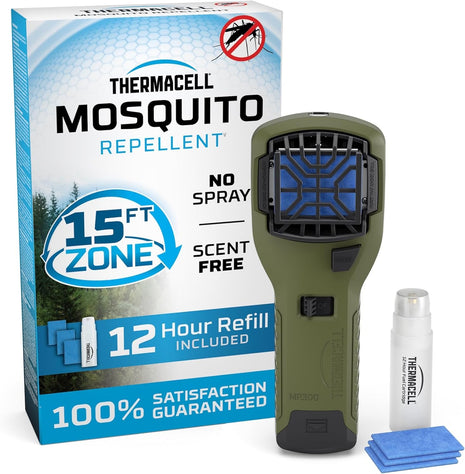 Thermacell Fuel-ZoneGuard Extreme Fuel Powered Mosquito Repeller; 15-Foot Zone of Scientifically Proven Outdoor Protection; 12-Hr Refill; DEET-Free; Bug Spray Alternative; Scent Free; Green