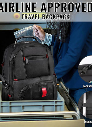 YOREPEK Large Laptop Backpack for Men, Heavy Duty Travel Backpack | Carry On Flight Approved, 17 Inch College Work Bookbag, Water Resistant Business Backpack for Men Women mochilas para hombres