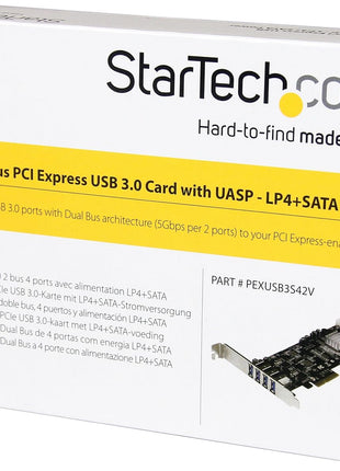 StarTech.com 4-Port USB 3.0 PCI Express Card Adapter - PCIe SuperSpeed USB 3.0 Expansion Card w/ 2 Dedicated 5Gbps Channels (PEXUSB3S42V)