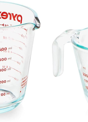 Pyrex Essentials (2-Pack) Glass Measuring Cups Set (1 & 2 Cup) | For prepping, baking and cooking, preheated oven, dishwasher, freezer, and microwave safe