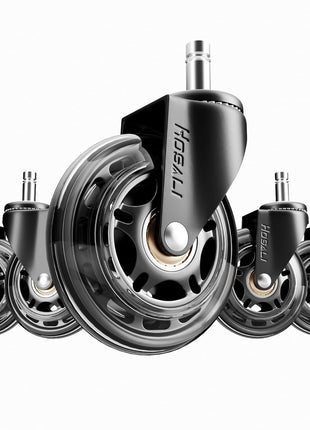 HOSALI 3 Inch Office Chair Wheels - Rubber Chair Casters Replacement, Heavy-Duty Computer Gaming Desk Caster Wheel Smooth & Safe Rolling for All Floors Including Hardwood and Carpet, Set of 5