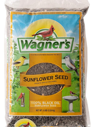 Wagner's 52023 Black Oil Sunflower Seed Wild Bird Food, 5-Pound Bag