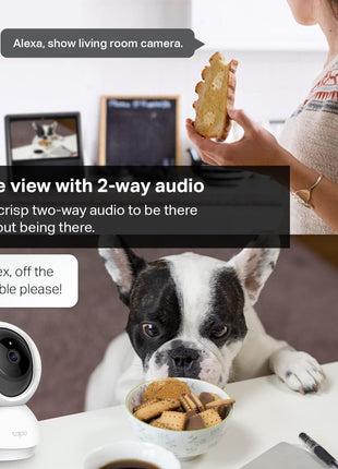 Tapo TP-Link 2K Pan Tilt Security Camera for Baby Monitor, Dog Camera w/Motion Detection, 2-Way Audio Siren, Night Vision, Cloud &SD Card Storage (Up to 256 GB), Works with Alexa & Google Home (C210)