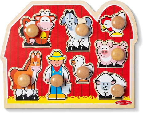 Melissa & Doug Farm Animals Jumbo Knob Wooden Peg Puzzle