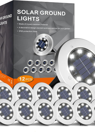 INCX 4.6 inch Solar Lights Outdoor Waterproof,12 Pack Solar Lights for Outside, Solar Garden Lights Landscape Lighting for Patio Pathway Lawn Yard Deck Driveway Walkway, Cold White