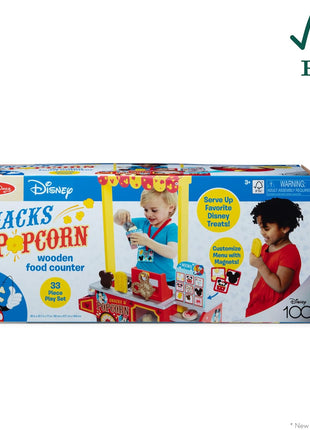 Melissa & Doug Disney Snacks & Popcorn Wooden Pretend Play Food Counter – 33 Pieces - FSC-Certified Materials