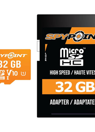 SPYPOINT 32GB Micro SD Memory Card Trail for Cameras | Adapter Media Storage for Trail and Game Cameras Designed | Used in Hunting and Trail Cams (Class 10 Speed)