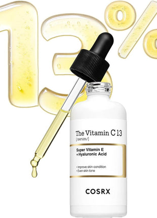 COSRX Vitamin C13 Serum, 0.7 fl oz (20 ml), Raw Vitamin, Pores, Niacinamide, Vitamin E, Hyaluronic Acid, Pores, Hurricane, Serum, Lotion, Pure Vitamin C, Sensitive Skin, Tested for Human Body