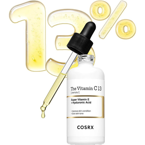 COSRX Vitamin C13 Serum, 0.7 fl oz (20 ml), Raw Vitamin, Pores, Niacinamide, Vitamin E, Hyaluronic Acid, Pores, Hurricane, Serum, Lotion, Pure Vitamin C, Sensitive Skin, Tested for Human Body