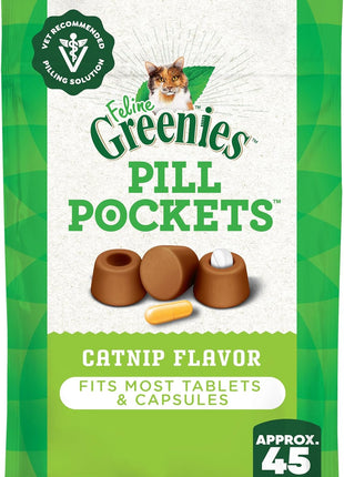 Greenies Feline Pill Pockets for Cats Natural Soft Cat Treats, Chicken Flavor, 3 oz. Pouch (85 Treats)