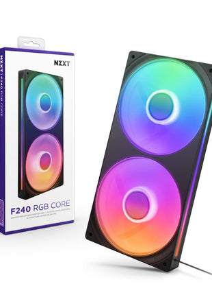 NZXT F240 RGB Core - 240mm Single-Frame RGB Fan Unit - Black | 240mm single-frame unit with two 120mm RGB fans on one cable. Speed and lighting controlled through CAM.