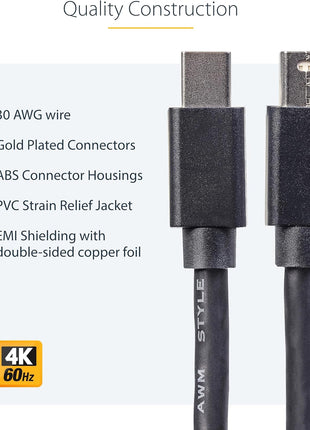 StarTech.com 3ft (1m) Mini DisplayPort Cable, 8K 60Hz HDR10, Ultra HD 4K 120Hz Video, mDP 1.4 Cable for Monitors, Mini DisplayPort Cord - M/M