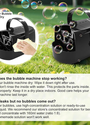 Durable Bubble Machine for Party: 3 Power Modes for Non-Stop Fun - 18000+ Bubbles Per Minute High Output 30 Mins Bubbles per Refill - Kids Safe Auto-Stop for Outdoor Backyard Birthday