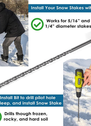 Polar Snow Products 12 inch Driveway Stake Installation Bit -Easily Install Your Snow Stakes in Frozen and Rocky Soil