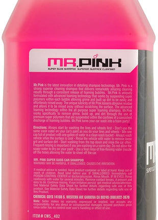 Chemical Guys Mr. Pink Car Wash Soap - 128 oz Super Suds Foaming Car Wash Soap for Cannon, Blaster, or Bucket Washing - pH Balanced, Safe on Wax, Sealant, Ceramic, and Clear Coat Finishes