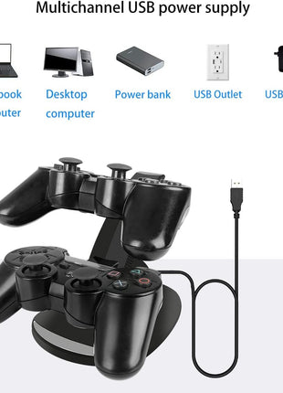 VSEER PS3 Controller Charger, Dual Console Charger Charging Docking Station Stand for PS3 with LED Indicators, Black