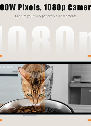 Automatic Cat Feeders, Podazz 1080P HD Camera Timed Auto Cat Dog Feeder with Smart App, 5G WiFi Dry Food Dispenser 2-Way Audio, Voice Recorder, Night Vision, Non-Stick Food Bowl (White)