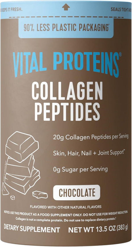 Vital Proteins Collagen Peptides Powder, Chocolate, 13.5oz | Grass-Fed Collagen Peptides, Supports Hair Skin & Nails, Bones & Joints, Chocolate Flavor, 14 Servings