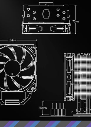 Cooler Master Hyper 212 Spectrum V3 ARGB CPU Air Cooler, 4 Heat Pipes | AMD AM5/AM4 & Intel LGA1851/1700 Support Cooler, Quiet Cooling, 120mm PWM Fan, ARGB, 152mm, Easy Installation