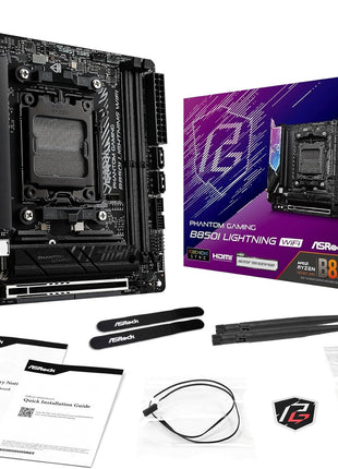ASRock AMD B850i Lightning WiFi 6E Socket AM5 Ryzen 9000/8000/7000 Series DDR5 8200+ (OC) MHz 128GB Mini ITX Motherboard M.2 SATA3 6.0 Gb/s PCIe 5.0 B850 BIOS Flashback