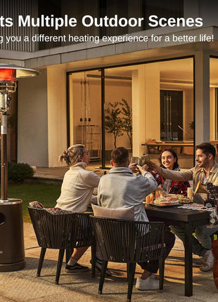EAST OAK 50,000 BTU Patio Heater with Sand Box, Table Design, Double-Layer Stainless Steel Burner, Wheels, Triple Protection System, Outdoor Heater for Home and Residential, Pinecone