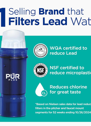 PUR Plus Lead Reducing Water Pitcher and Dispenser Replacement Filter, 1-Pack, NSF & WQA Certified – Compatible with All PUR Pitchers and Dispensers, Blue, PPF951K1 | Compatible with All PUR Pitchers and Dispensers, 1 Pack