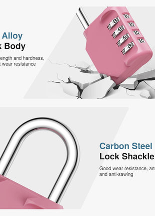 Puroma Combination Lock 4 Digit Waterproof Locker Locks Secure Outdoor Padlock for Gym Lockers, Toolboxes, Gates, Fences, Storage, Sports Locker, Cabinets (Rose Pink)