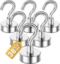 DIYMAG Hooks for Hanging String Lights, 30lbs 2025 Cruise Cabin Ship Essentials N52 Magnetic Hook Heavy Duty Strong Magnets Fridge for Classroom Beach Vacation Kitchen Grills 6 Pack Silver