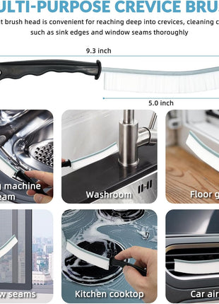 Hard Bristle Crevice Cleaning Brush, Versatile Scrub Tool for Kitchen, Window, Vehicle, Faucets,Grout, Household Use, and Bathroom 6 Pack Color Black and White