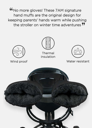 7AM Enfant Stroller Warmmuffs Gloves - Anti-Freeze Stroller Mittens for Handlebars, Water Repellent Hand Warmer Muff for Cold Weather, Plush Lined Stroller Warmmuffs | Winter Stroller Accessories