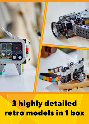 LEGO Creator 3 in 1 Retro Camera Toy, Transforms to Retro Video Camera or to TV Set, Photography Gift for Boys and Girls Ages 8 Years Old and Up Who Enjoy Creative Play, 31147