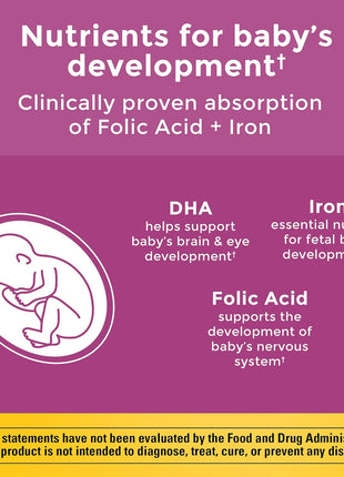 Nature Made Prenatal Vitamins for Women with Folic Acid + DHA, 110 Softgels | Prenatal Vitamin and Mineral Supplement for Daily Nutritional Support, With Folic Acid and 19 Other Nutrients, 110 Day Supply