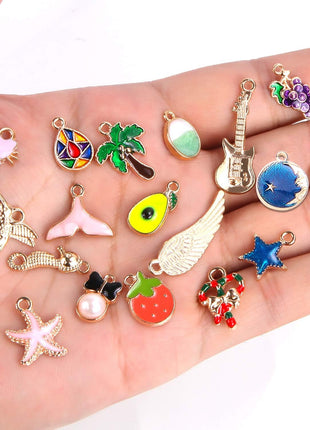 SANNIX 350Pcs Bracelet Charms Jewelry Making Charms Assorted Gold Plated Enamel Pendants for DIY Necklace Bracelet Earring Craft Supplies