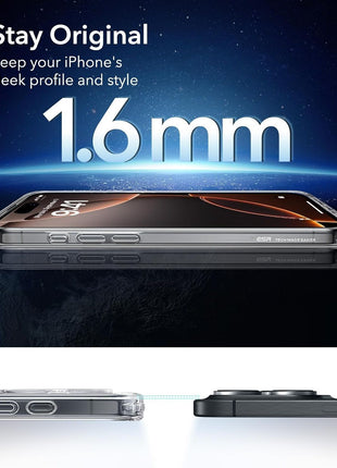 ESR for iPhone 16 Pro Max Case, Compatible with MagSafe, Shockproof Military-Grade Protection, Magnetic Phone Case for iPhone 16 Pro Max, Classic Hybrid Case (HaloLock), Clear