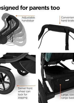 Thule Urban Glide 3 Single Child All-Terrain Stroller, Full-Suspension System, Air-Filled Tires, Upright seat with Adjustable Recline and Built-in legrest