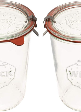 Weck Canning Jars 743 28.7 fl. oz Weck Mold Jars made of Transparent Glass   Eco Friendly Canning Jar   Storage for Food, Yogurt with Air Tight Seal & Lid   3/4 Liter Tall Jars Set   Set of (2 Jars)